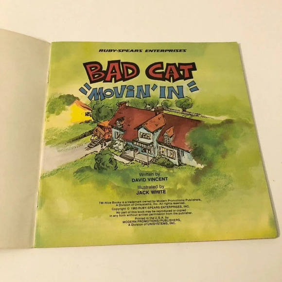 Vtg 1983 Bad  Cat Movin In Book David Vincent Jack White - Picture 6 of 15